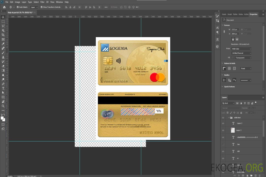Mastercard de la banque Sogexia Luxembourg template